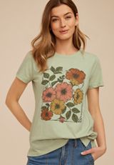 Vintage Floral Classic Fit Graphic Tee, SWAMP, small