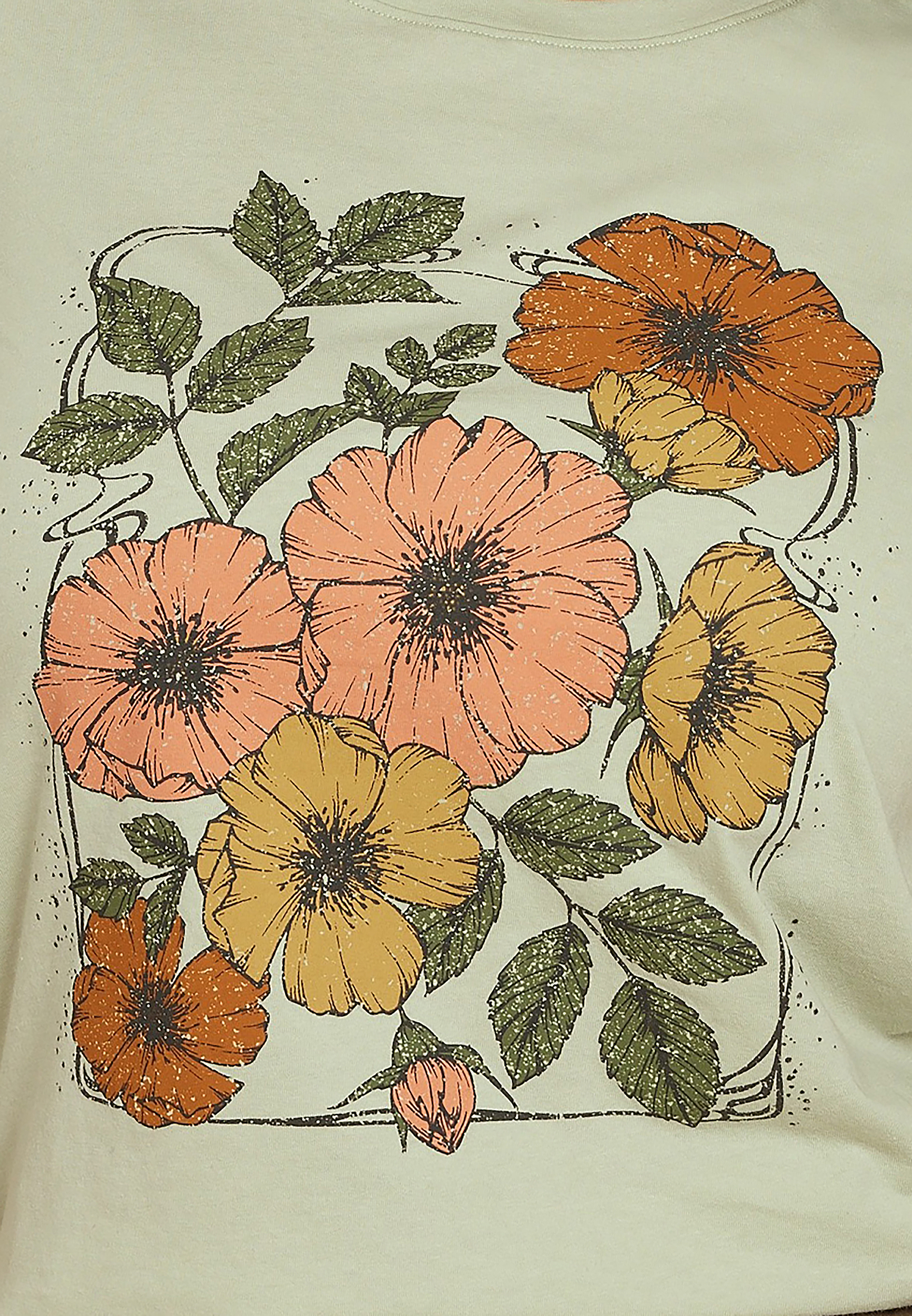 Plus Size Vintage Floral Classic Fit Graphic Tee, SWAMP, large
