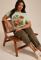 Plus Size Vintage Floral Classic Fit Graphic Tee, SWAMP, small