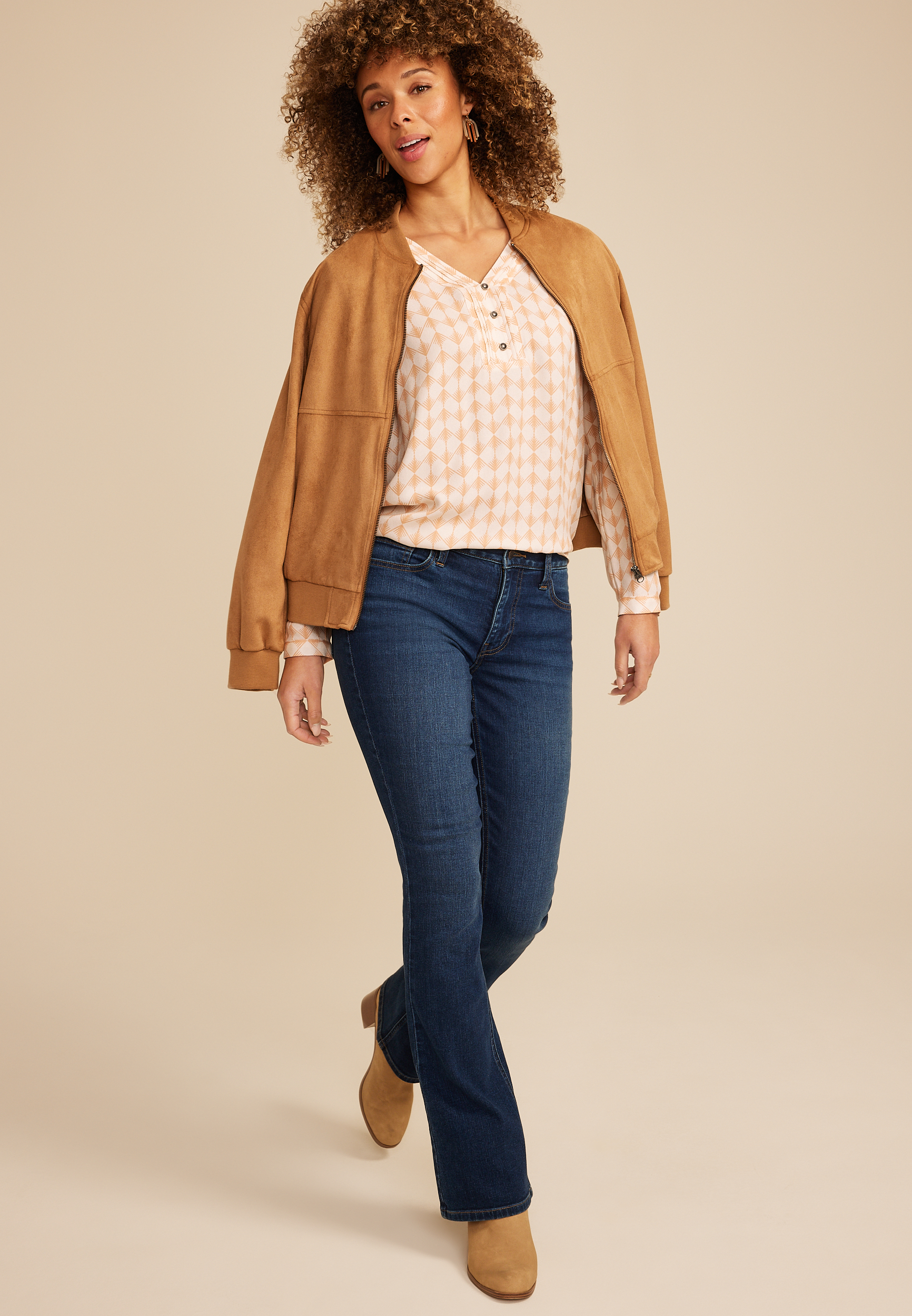 Pleated V Neck Button Front Blouse, C5872, large