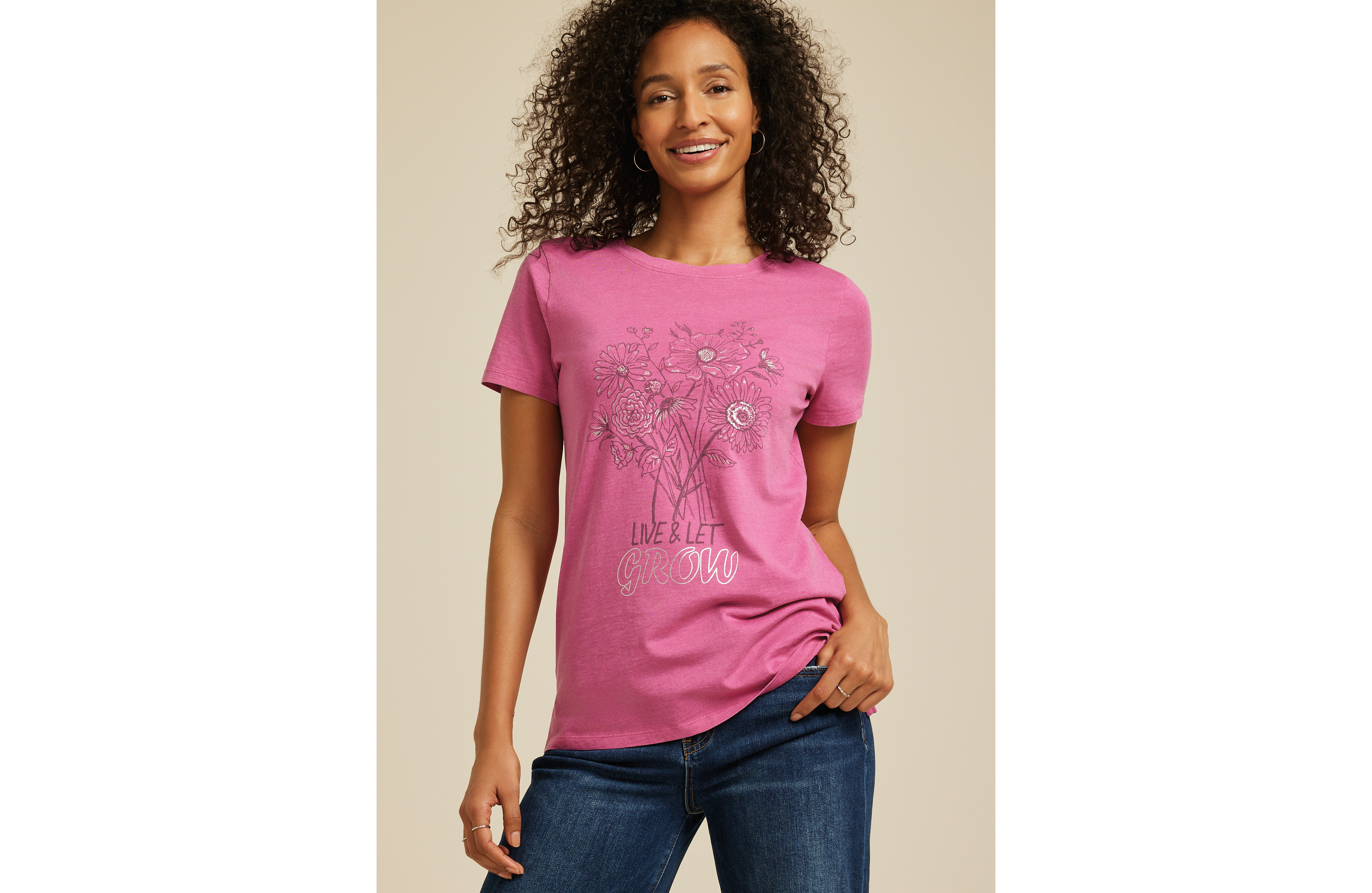 Live And Let Grow Floral Classic Fit Graphic Tee