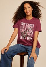 Guns N  Roses Oversized Fit Graphic Tee, C830, small