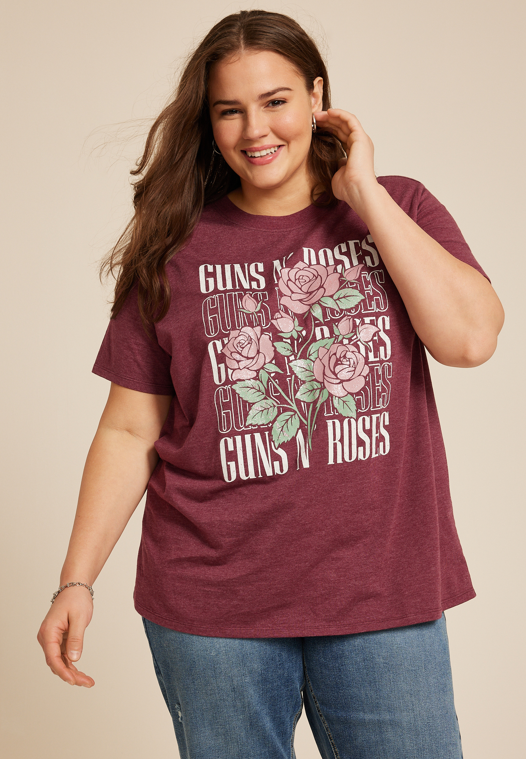 Plus Size Guns N Roses Oversized Fit Graphic Tee