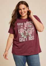Plus Size Guns N  Roses Oversized Fit Graphic Tee, C830, small