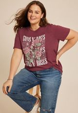 Plus Size Guns N  Roses Oversized Fit Graphic Tee, C830, small