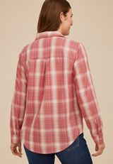 Washed Red Plaid Button Down Shirt, C3492, small