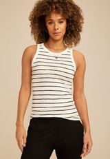 24/7 Variegated Striped Ribbed Highline Tank Top, SOFT WHITE COMBO, small