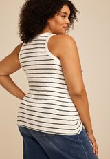 Plus Size 24/7 Variegated Striped Ribbed Highline Tank Top, C2380, small