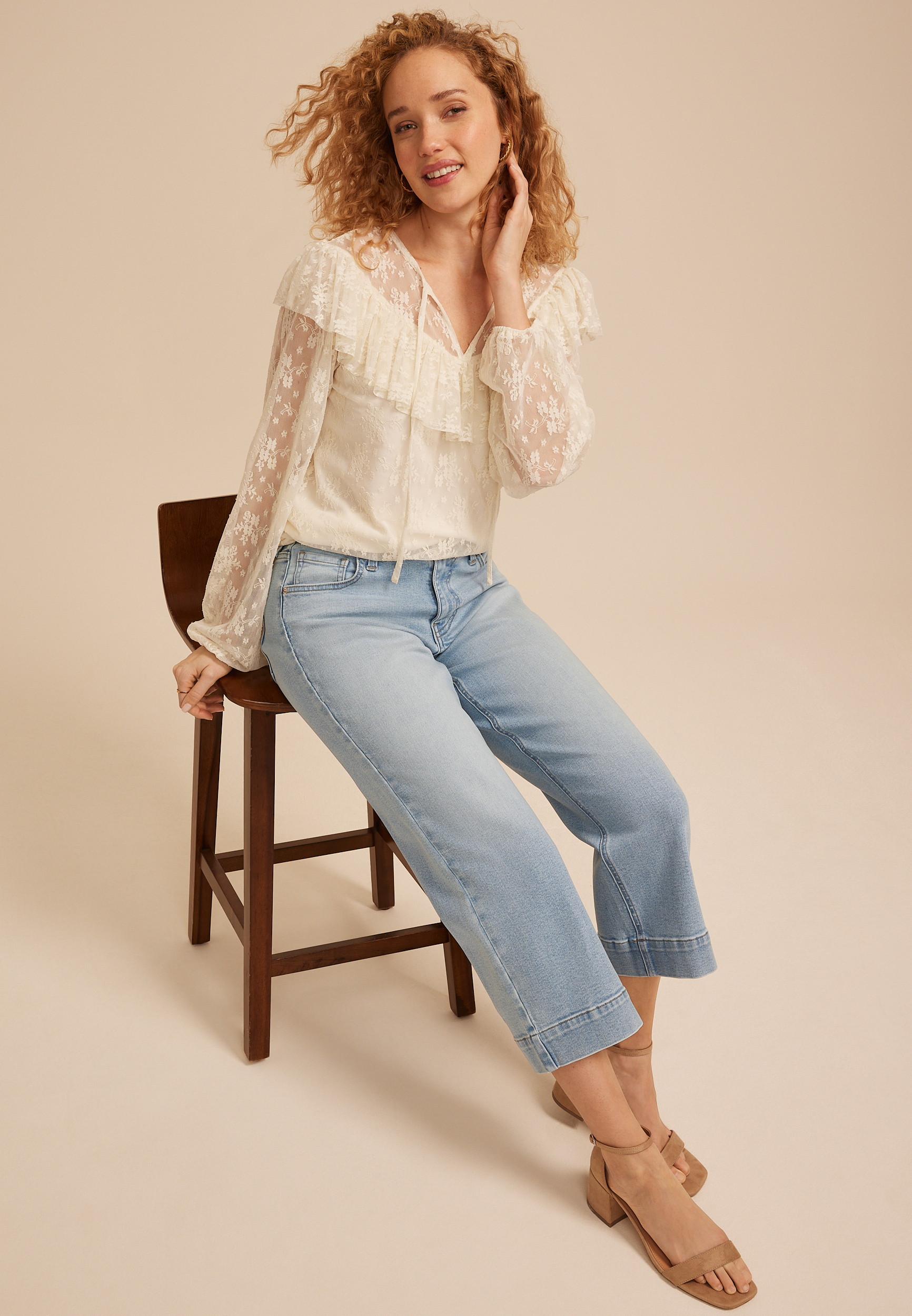 m jeans by maurices&trade; High Rise Wide Leg Cropped Jean, C2806, large