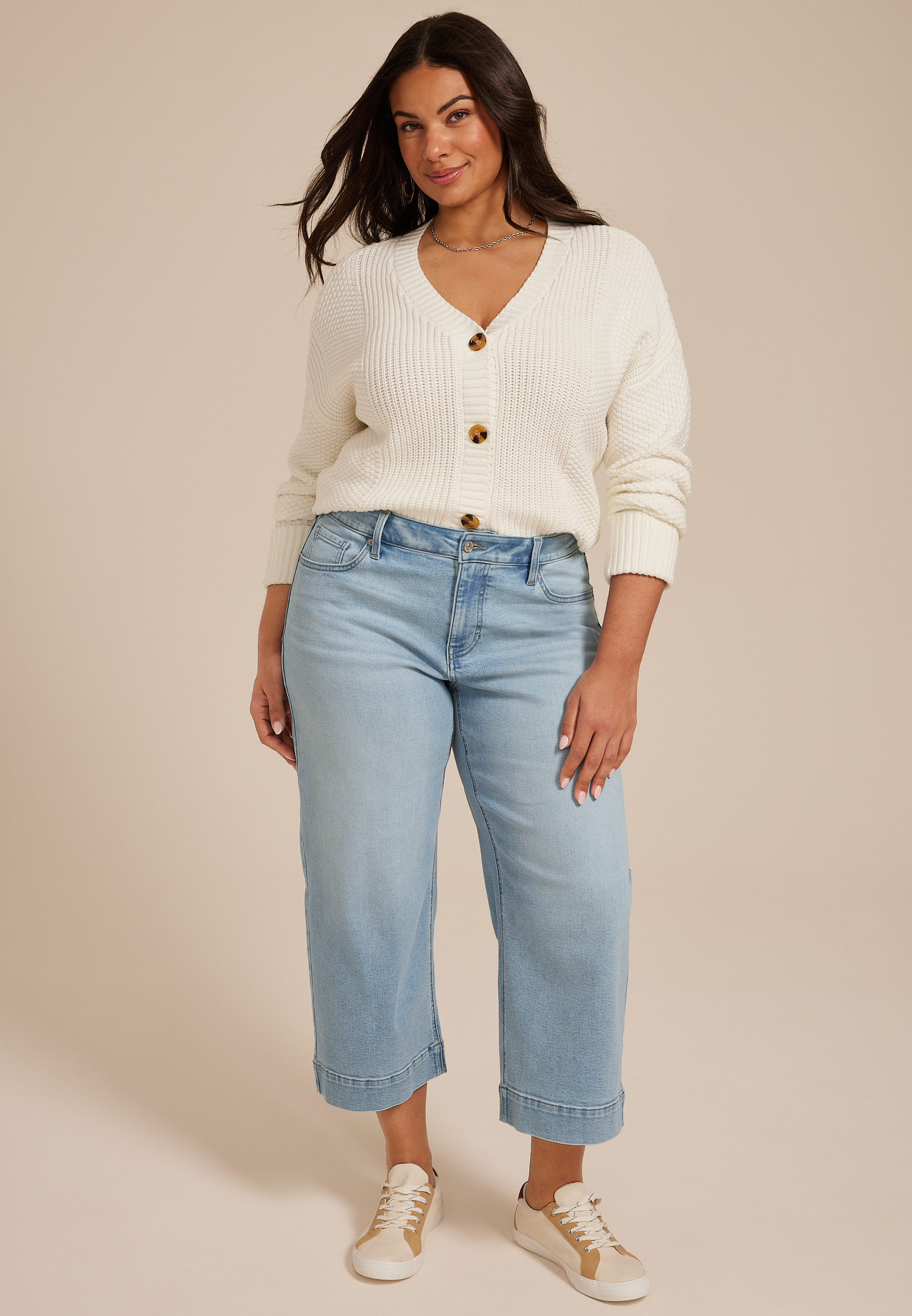Plus Size m jeans by maurices&trade; High Rise Wide Leg Cropped Jean