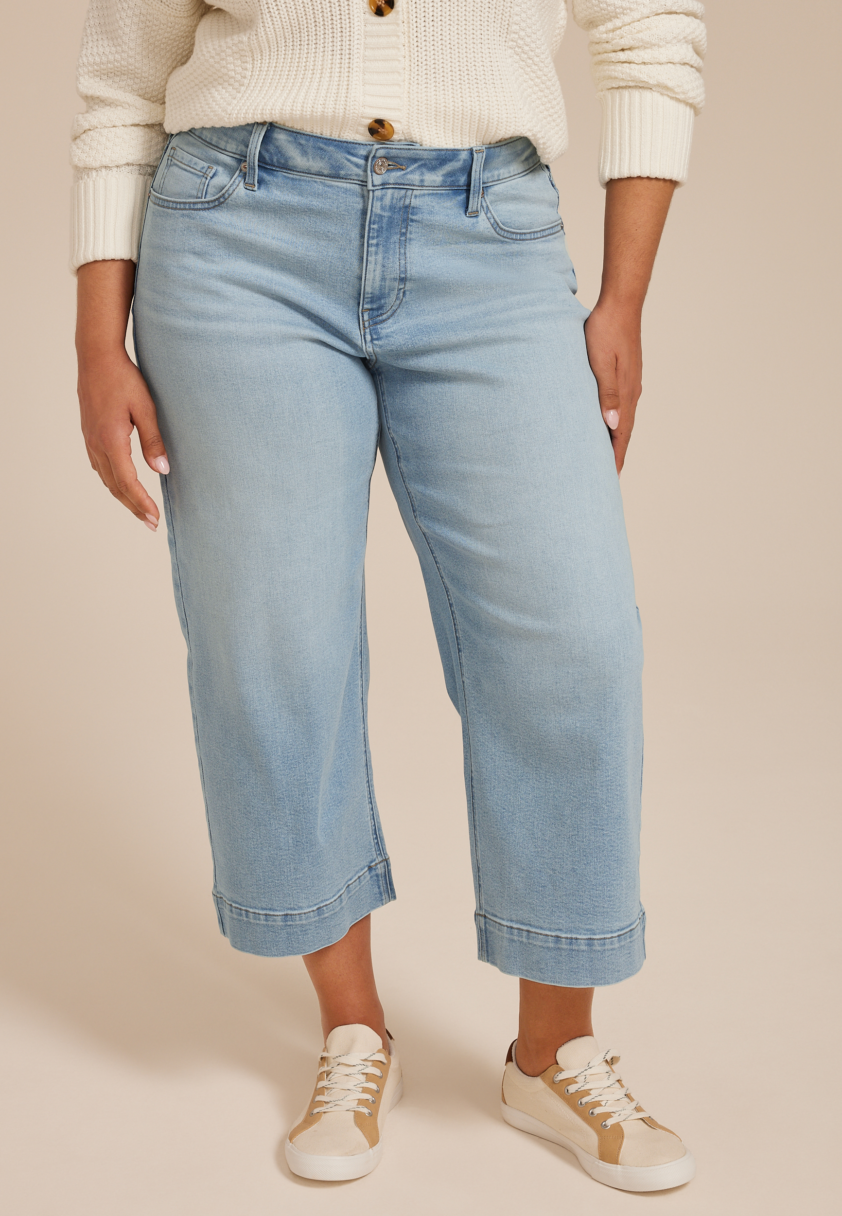 Plus Size m jeans by maurices&trade; High Rise Wide Leg Cropped Jean, C2806, large