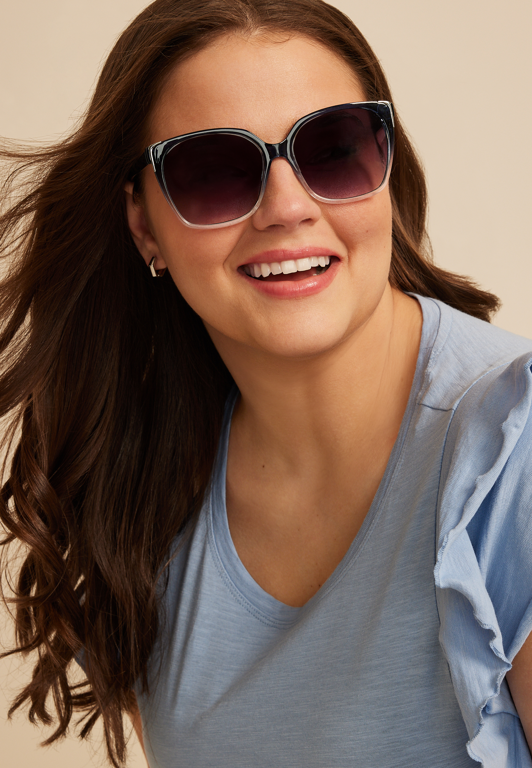 Blue Oversized Square Sunglasses, C1605, large