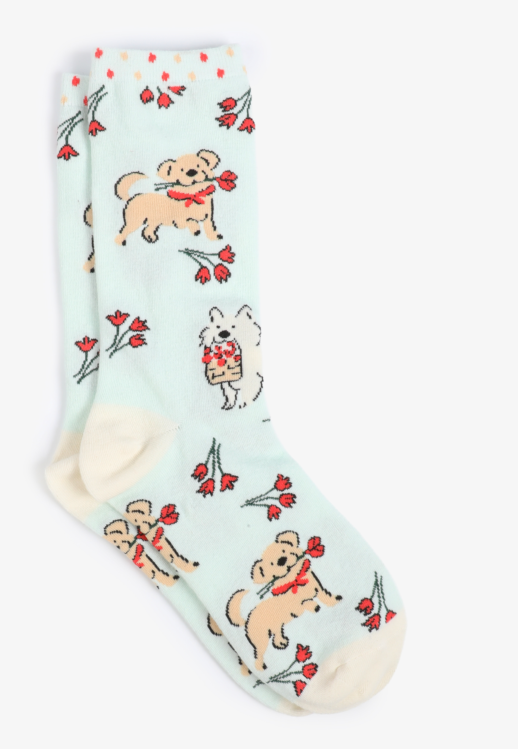 Floral Dog Crew Socks