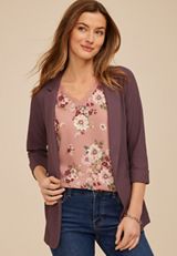 Textured Versa 3/4 Sleeve Blazer, C4424, small