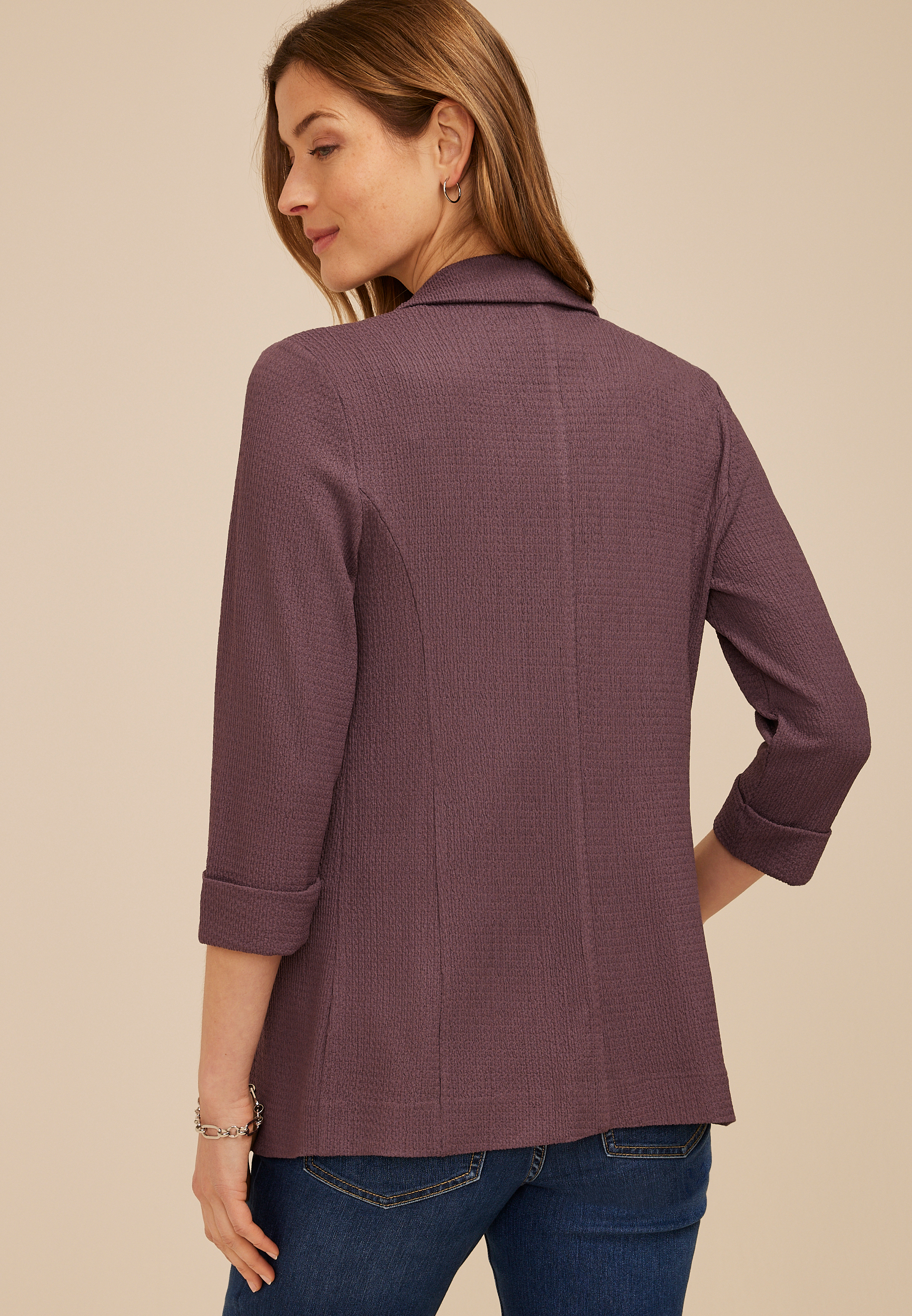 Textured Versa 3/4 Sleeve Blazer