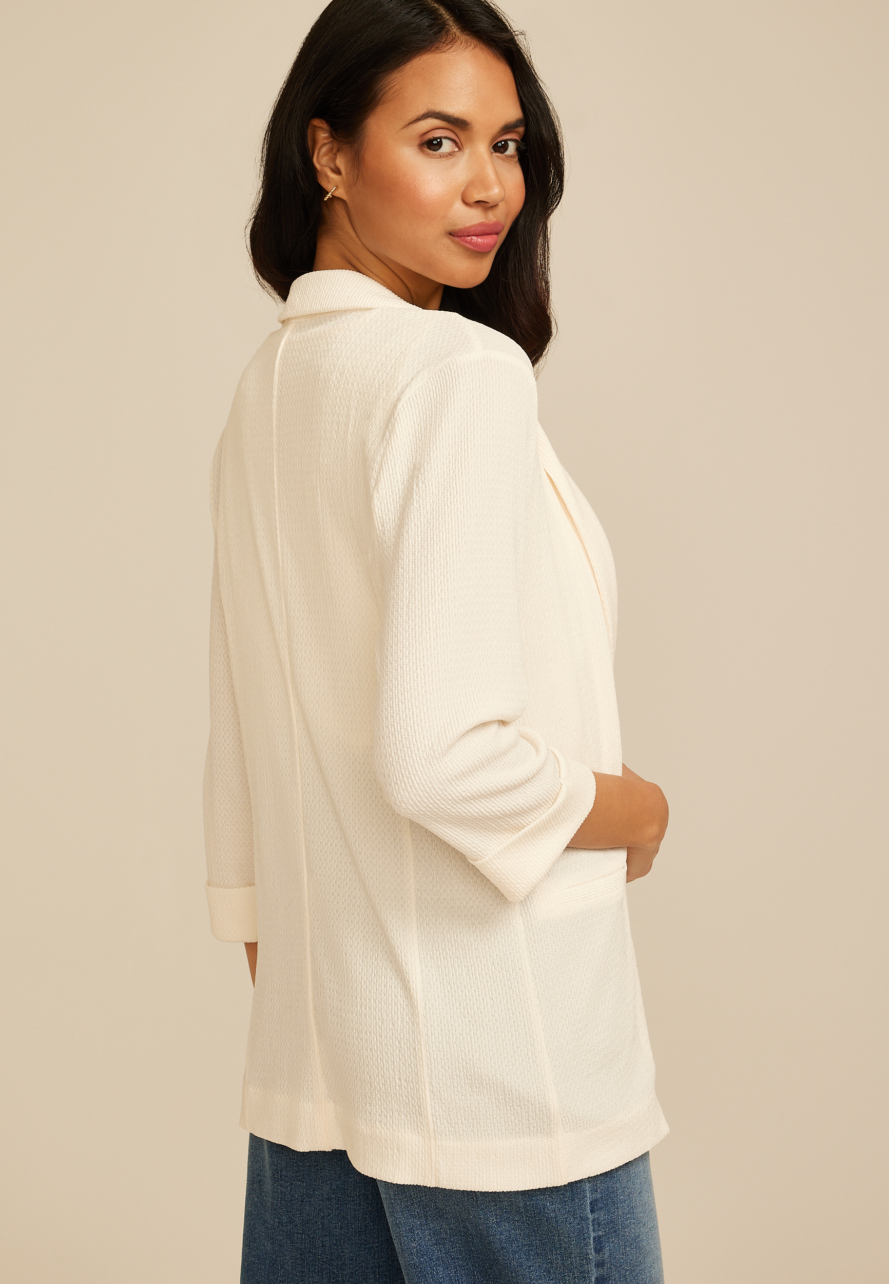 Textured Versa 3/4 Sleeve Blazer - thumbnail 5