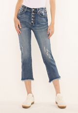 KanCan&trade; High Rise Frayed Hem Button Fly Cropped Jean, C3337, small