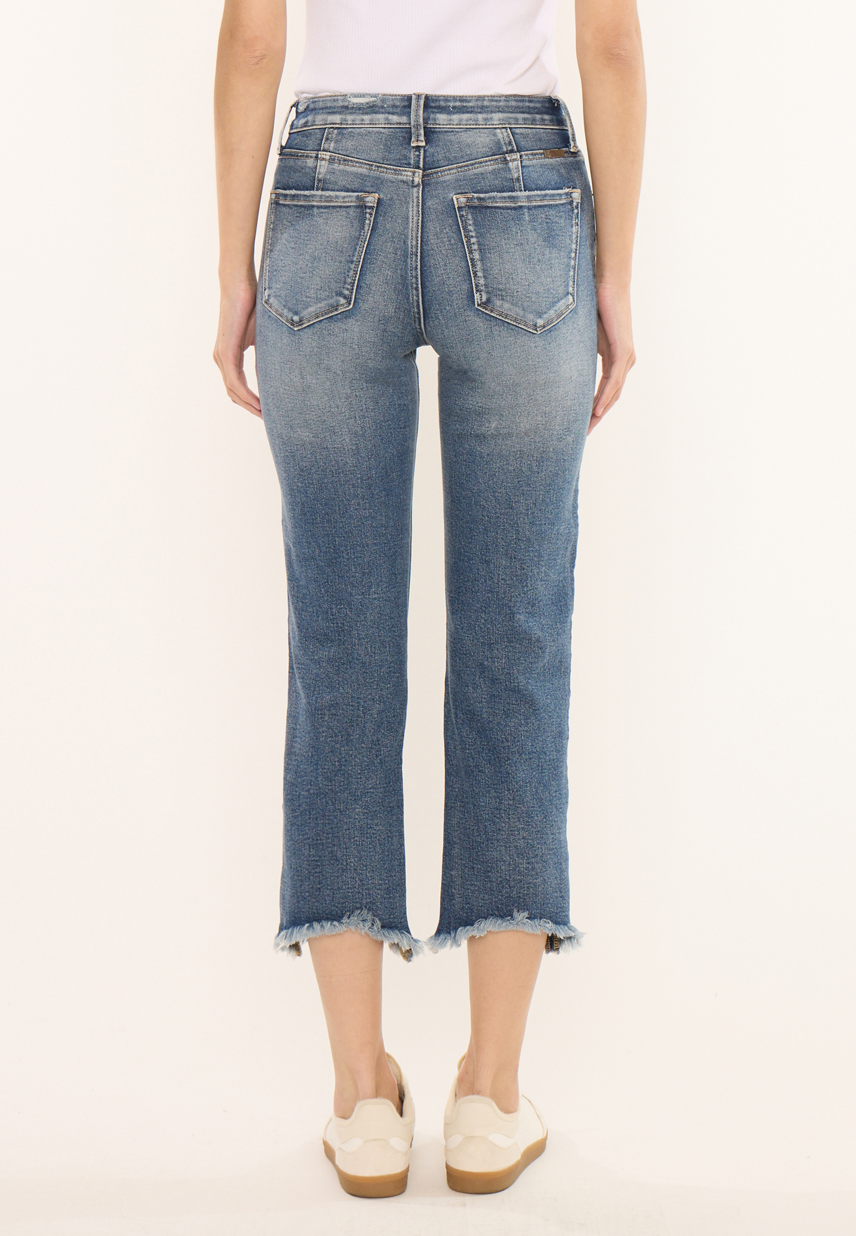 KanCan&trade; High Rise Frayed Hem Button Fly Cropped Jean, C3337, large