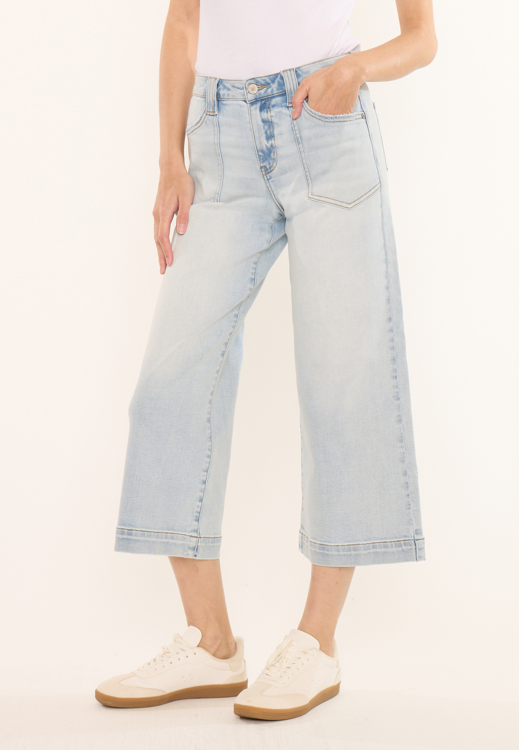 KanCan&trade; High Rise Patch Pocket Wide Leg Cropped Jean, C2806, large