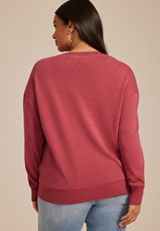 Plus Size Soutache Floral Embroidered Crew Neck Sweatshirt, C194, small