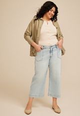 Plus Size KanCan&trade; High Rise Patch Pocket Wide Leg Cropped Jean, C2806, small