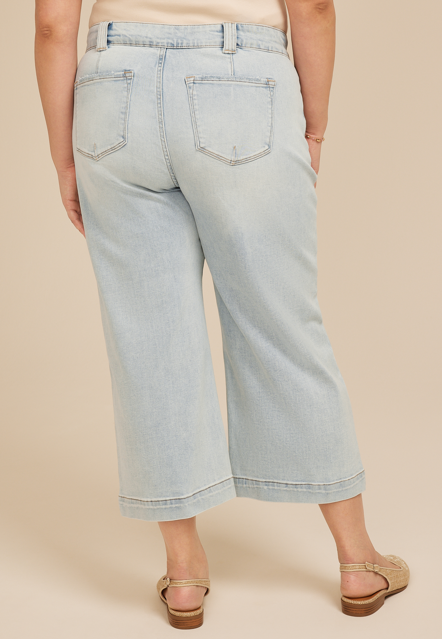 Plus Size KanCan&trade; High Rise Patch Pocket Wide Leg Cropped Jean, C2806, large