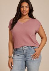 Plus Size 24/7 Berkley V Neck Short Sleeve Tee, C1395, small