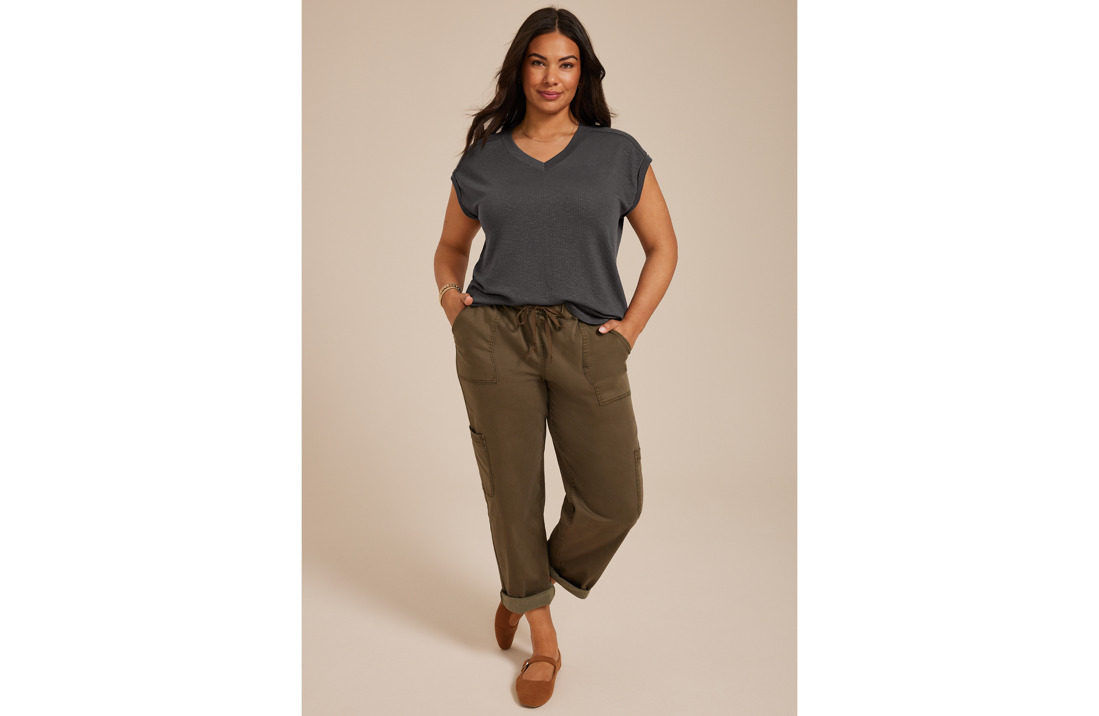 Plus 24/7 Berkley V Neck Short Sleeve Tee