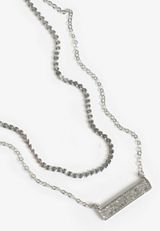 Silver Sparkle Bar Pendant Layered Necklace, C431, small