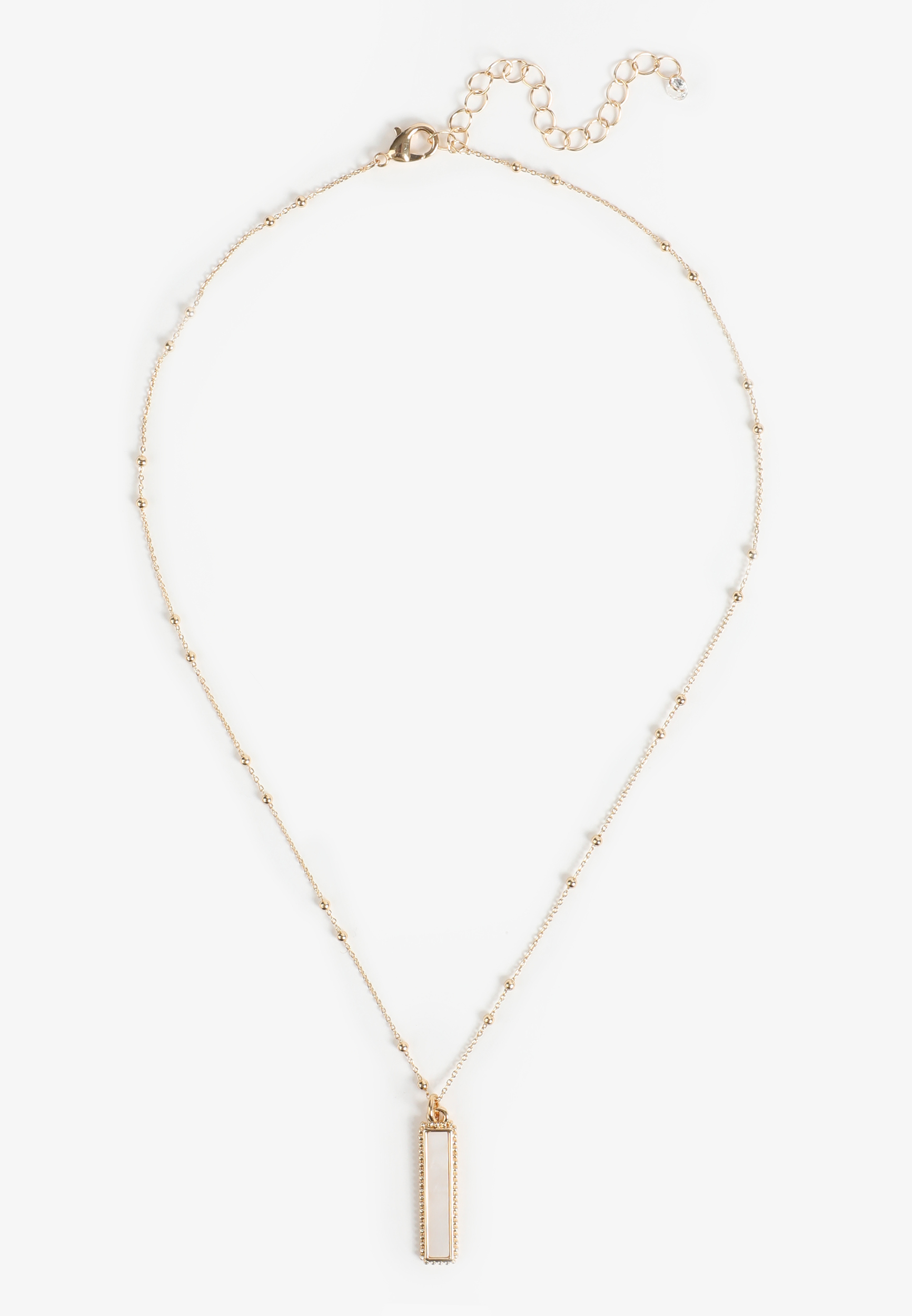 Semi Precious Opal Cream Stone Bar Necklace, C605, large