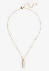 Semi Precious Opal Cream Stone Bar Necklace, C605, small