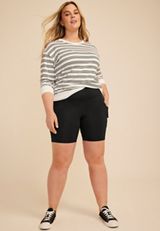 Plus Size High Rise Smooth Pocket Bike Short, C106, small