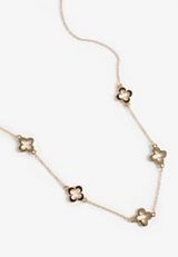 Gold And Brown Clover Dainty Necklace, C8608, small