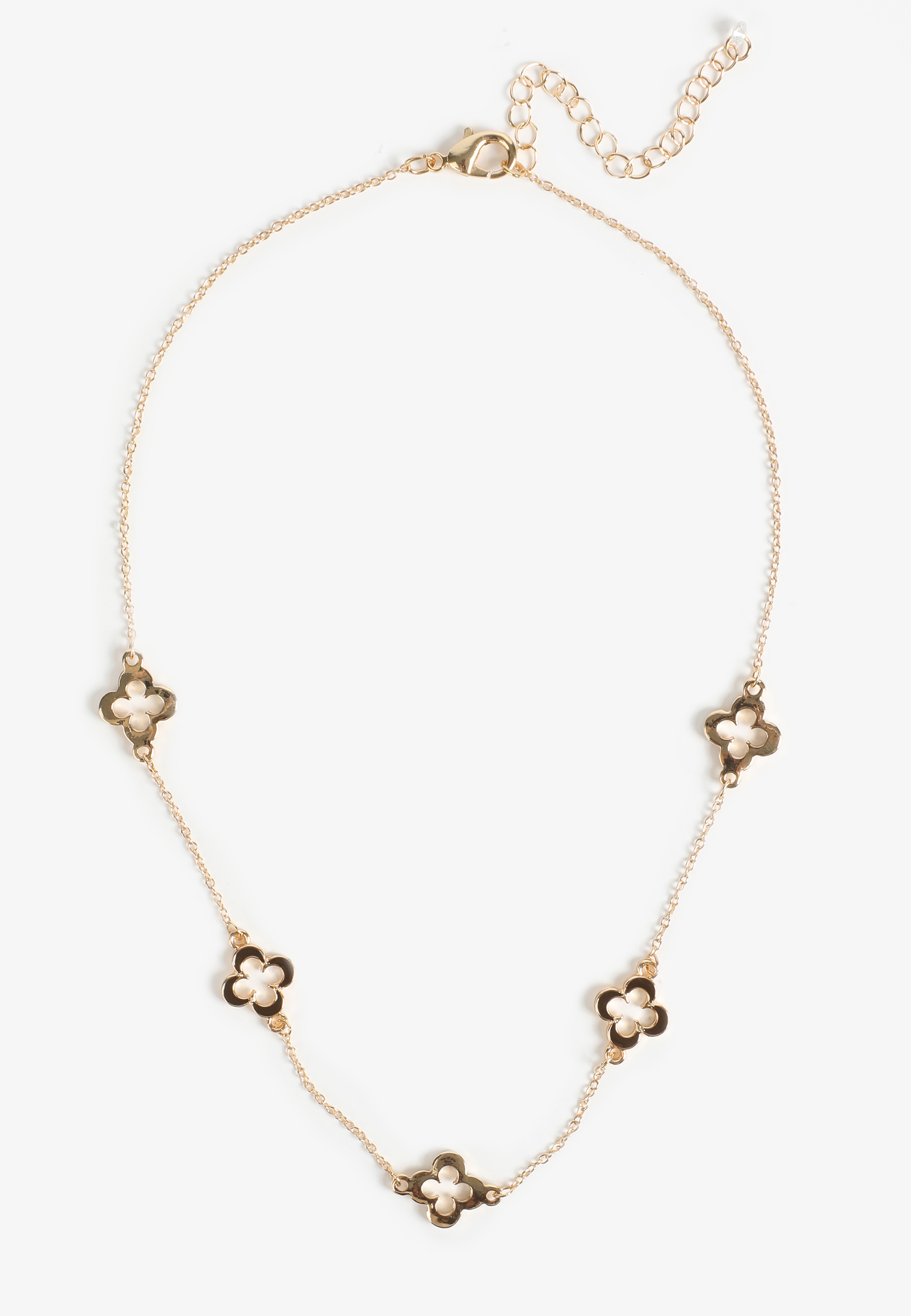 Gold And Brown Clover Dainty Necklace, C8608, large