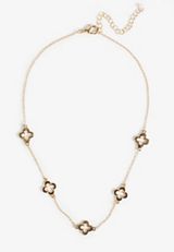 Gold And Brown Clover Dainty Necklace, C8608, small
