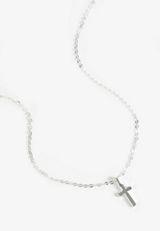 Sterling Silver Plated Cross Pendant Necklace, SILVER, small