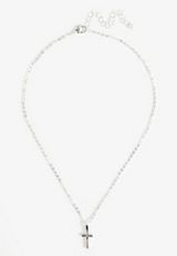 Sterling Silver Plated Cross Pendant Necklace, SILVER, small