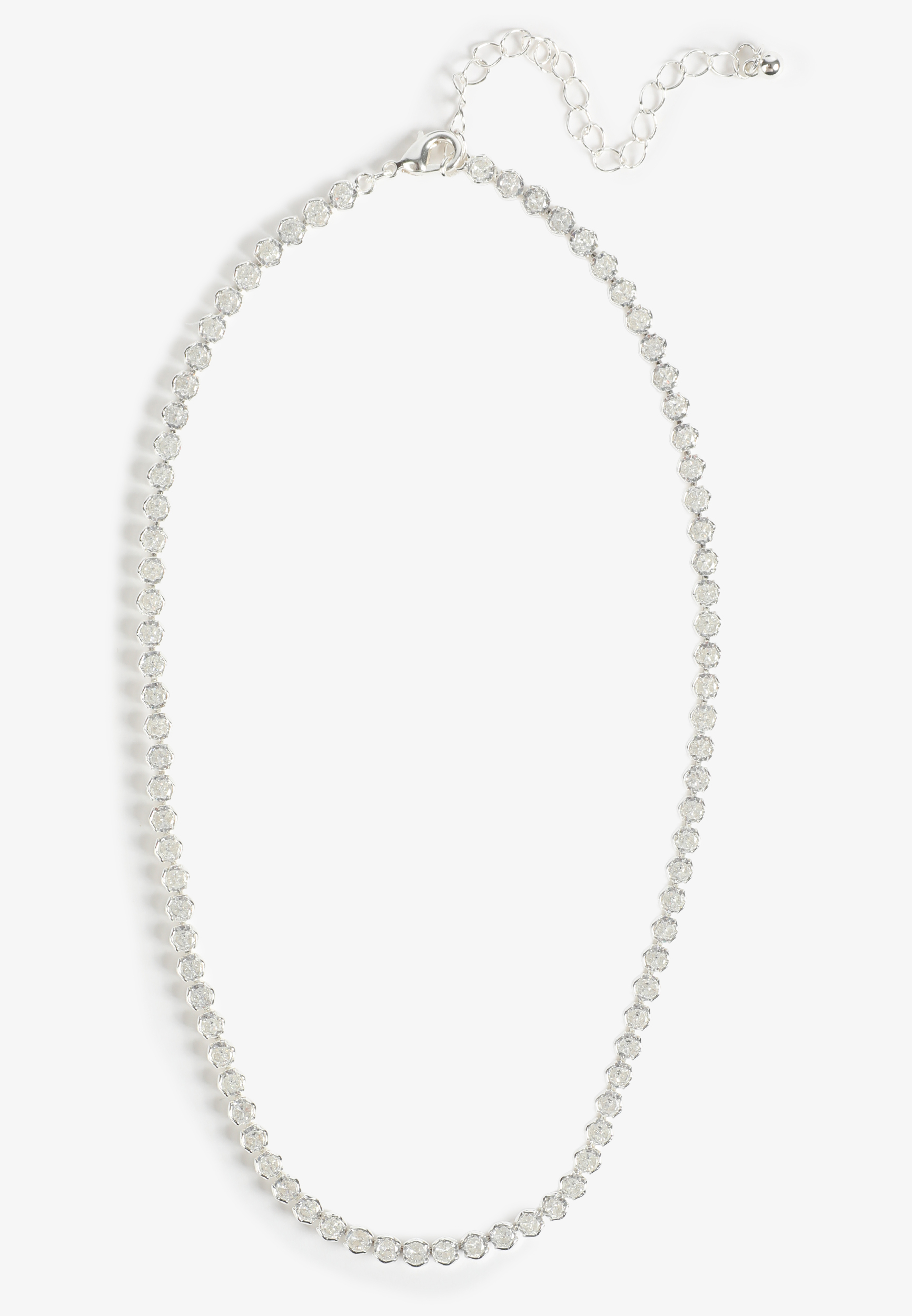 Silver Plated Tennis Necklace, C431, large