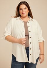 Plus Size Knit Boyfriend Shacket, C2445, small
