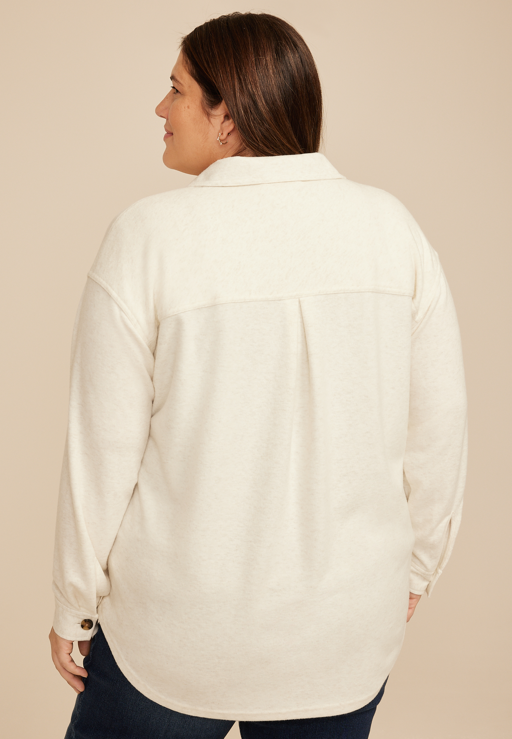Plus Size Knit Boyfriend Shacket, C2445, large
