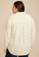 Plus Size Knit Boyfriend Shacket, C2445, small