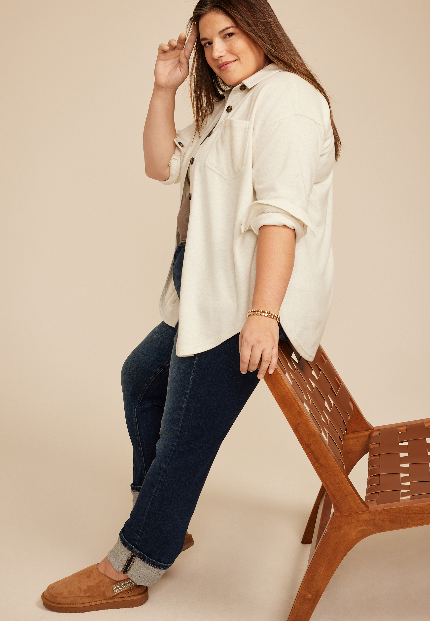 Plus Size Knit Boyfriend Shacket, C2445, large