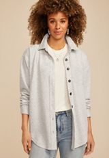 Knit Boyfriend Shacket, LIGHT HEATHER GRAY, small