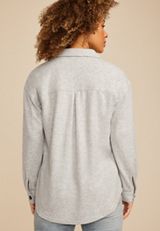 Knit Boyfriend Shacket, LIGHT HEATHER GRAY, small
