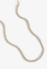 Gold Plated Tennis Necklace, GOLD, small