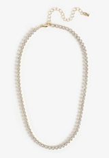 Gold Plated Tennis Necklace, GOLD, small