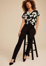 Delton Floral Zipper Back Blouse, C1756, small