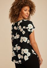 Delton Floral Zipper Back Blouse, C1756, small