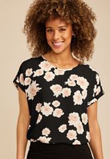 Delton Floral Zipper Back Blouse, C1756, small