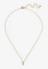 Dainty Gold Plated Baguette Pendant Necklace, GOLD, small